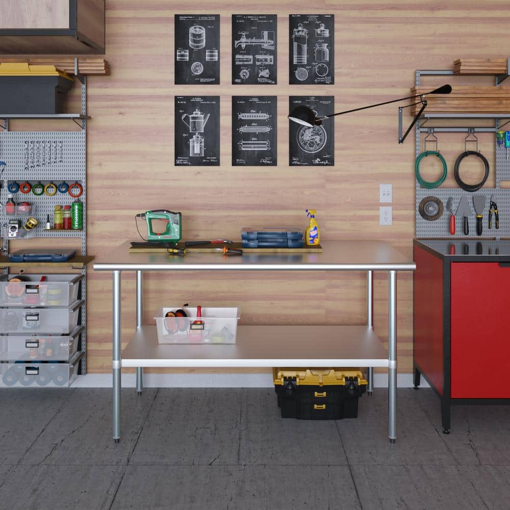 60" Stainless Steel Work Table with Galvanized Undershelf