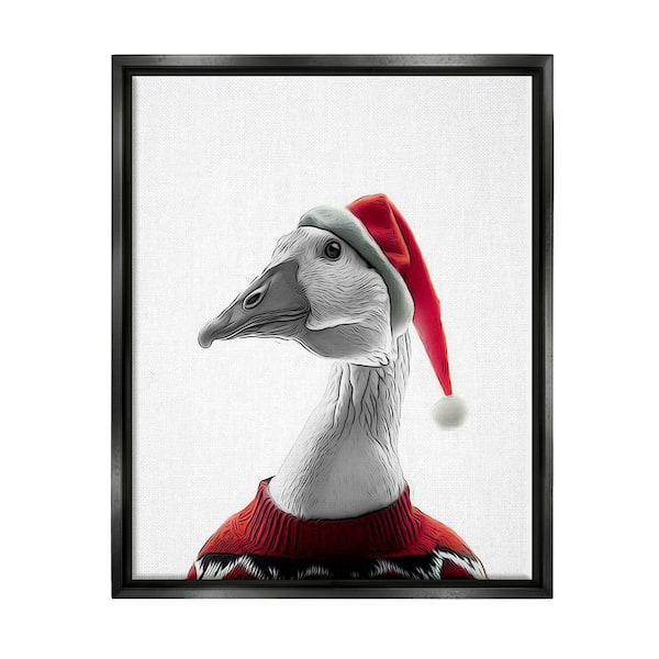 Stupell Industries Duck in Santa Hat by Annalisa Latella 1 Piece Floater Frame Graphic Print Animal Poster Art Print 21 in. x 17 in.
