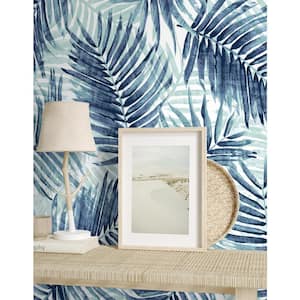 Escape Route Azure Palm Vinyl Peel and Stick Wallpaper Roll (Covers 30.75 sq. ft.)