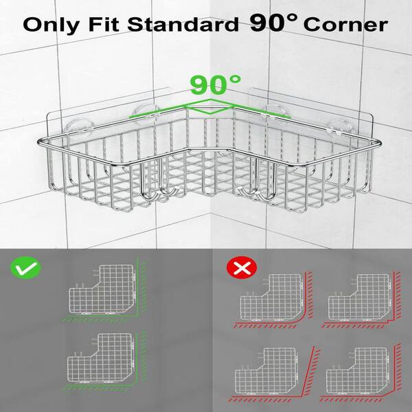 Dracelo 2-Pack Adhesive Stainless Steel Corner Shower Caddy Organizer Shelf  with 8 hooks B09NBFH36P - The Home Depot