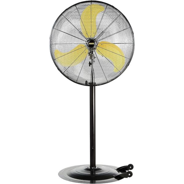 30 in. 3-Fan Speeds Pedistal Fan in Yellow with with Powerful 1/3 HP Motor, Commercial or Industrial Fan