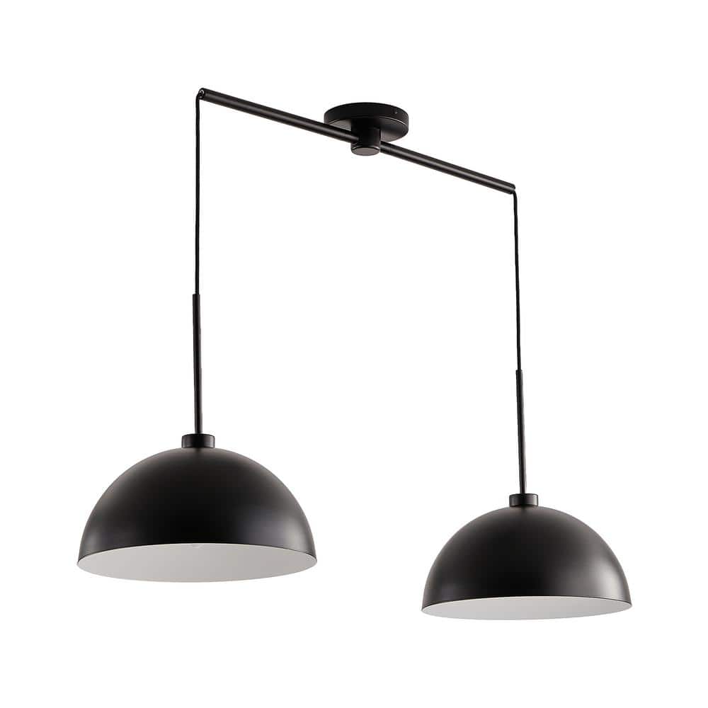 2 Light Matte Black Rustic Dimmable Chandelier for Living Room with (No Bul