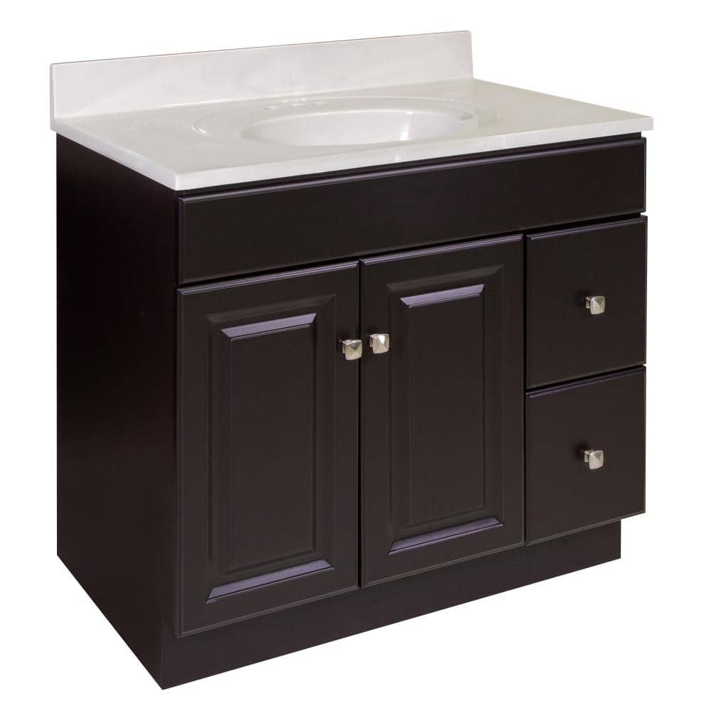 Wyndham 37 in. W Single 4 in. Centerset Sink Bathroom Vanity in Espresso wi