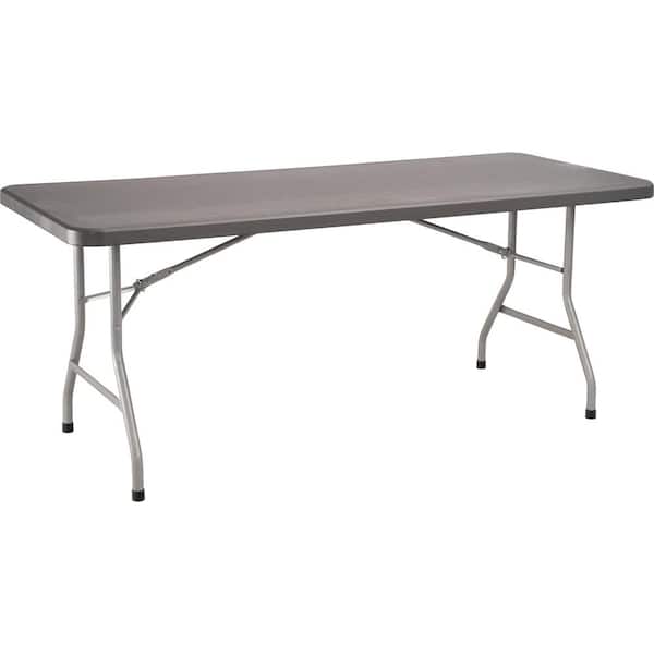 National Public Seating NPS 30 in. x 72 in. Charcoal Slate Heavy Duty Blow Molded Plastic Folding Table