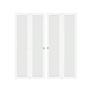 72 in. x 80 in. (Double Doors) Frosted Glass Finished MDF Single Glass Panel Bi-Fold Doors with Hardware Kits