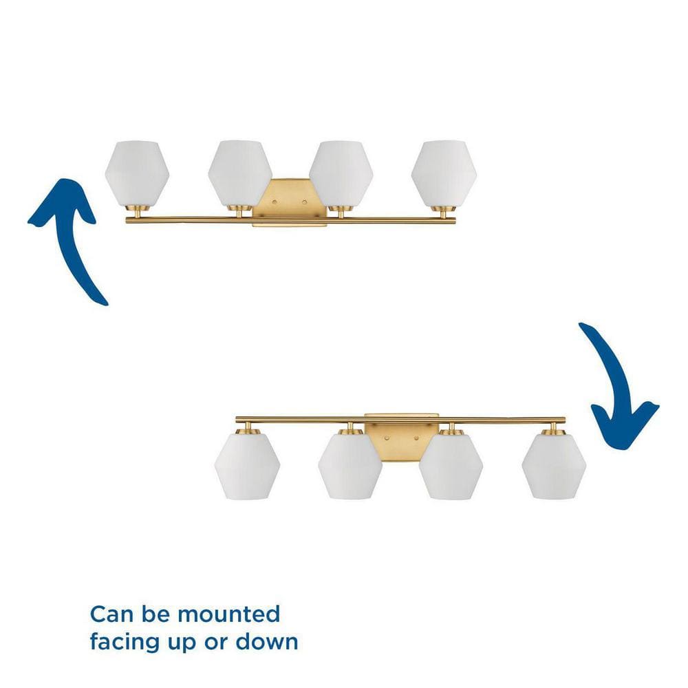 Copeland Brushed Gold 4-Light Vanity with Opal Glass Shades