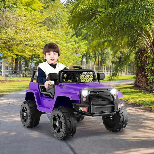 10.5 in. 12-Volt Kids Ride On Truck Car Electric Vehicle Remote with Music and Light Purple