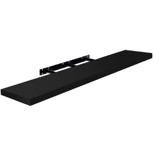 47-inch Large Floating Wall Mounted Shelves, Invisible Brackets – Room Decor, Kitchen, Bathroom - 1-Piece, Black