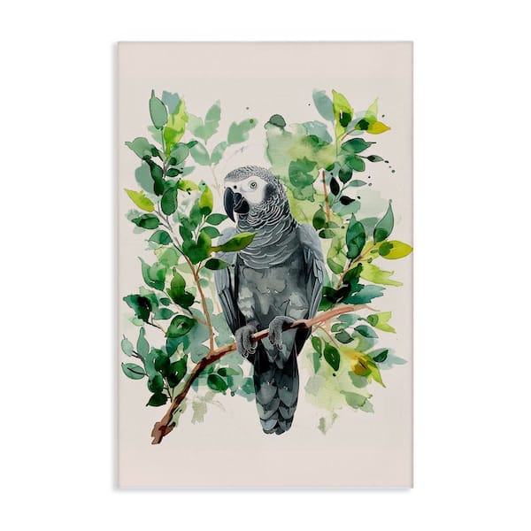 Stupell Industries Tropical Perched Parrot by LSR Design Studio Unframed Animal Graphic Art Print 36 in. x 24 in.