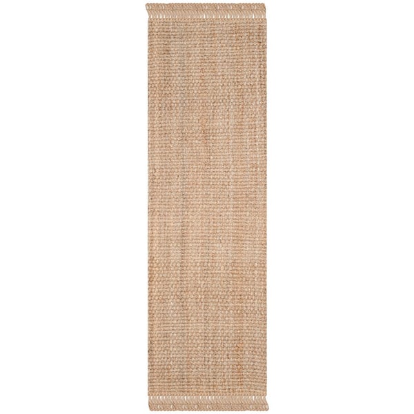 Natural Fiber Beige 3 ft. x 22 ft. Solid Runner Rug