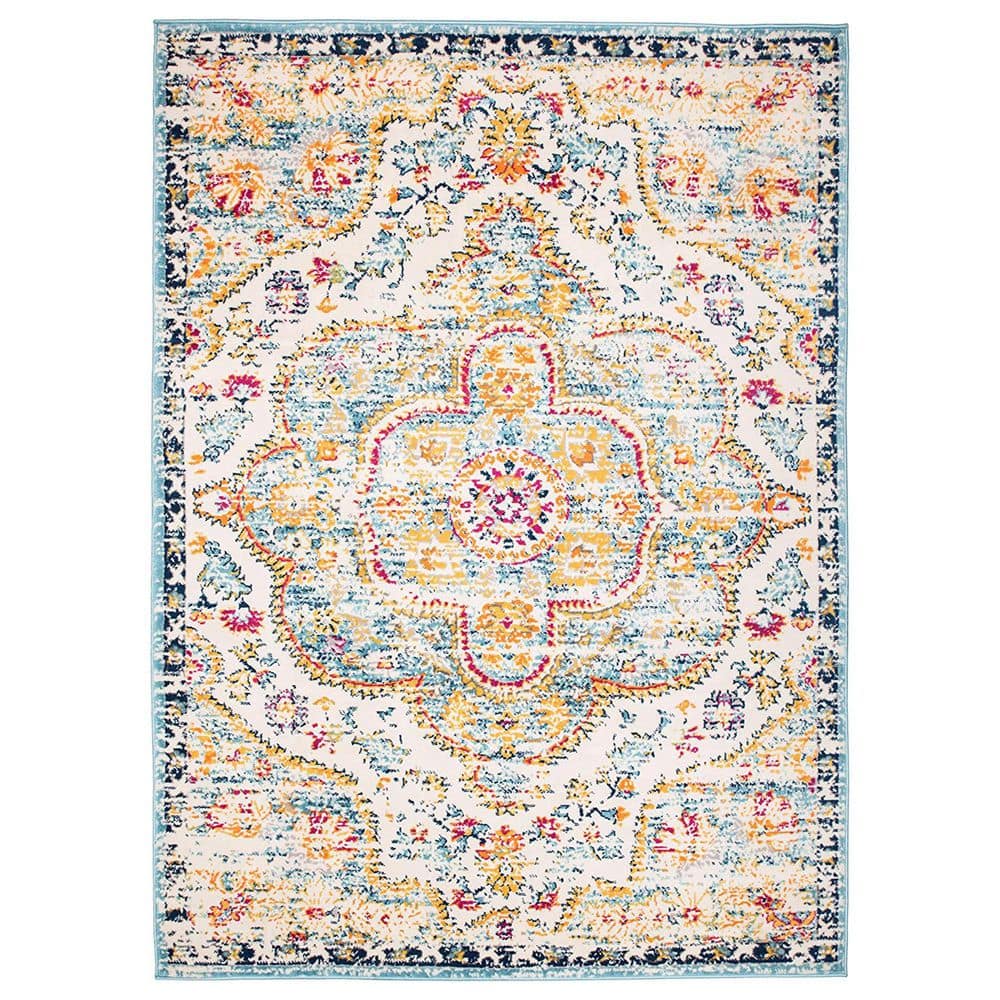 Blue Polypropylene 5 ft. x 7 ft. Abstract Indoor Area Rug