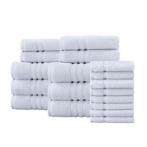 Turkish Cotton Ultra Soft Raindrop Blue 18-Piece Bath Towel Set