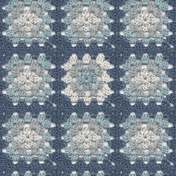 Chesapeake Maud Blue Paper Pre-Pasted Matte Crochet Geometric Strippable Wallpaper