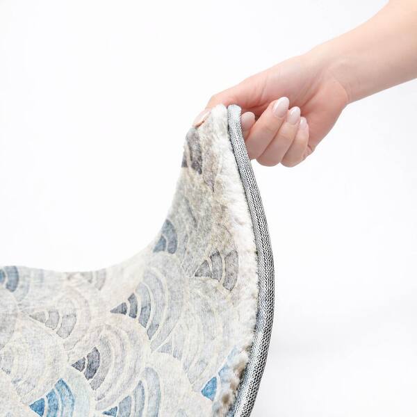 Dream Shag Premium Machine Washable Abstract ADS184 Blue 3 ft. x 5 ft. Area Rug