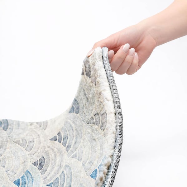 Dream Shag Premium Machine Washable Abstract ADS184 Blue 8 ft. x 8 ft. Round Rug