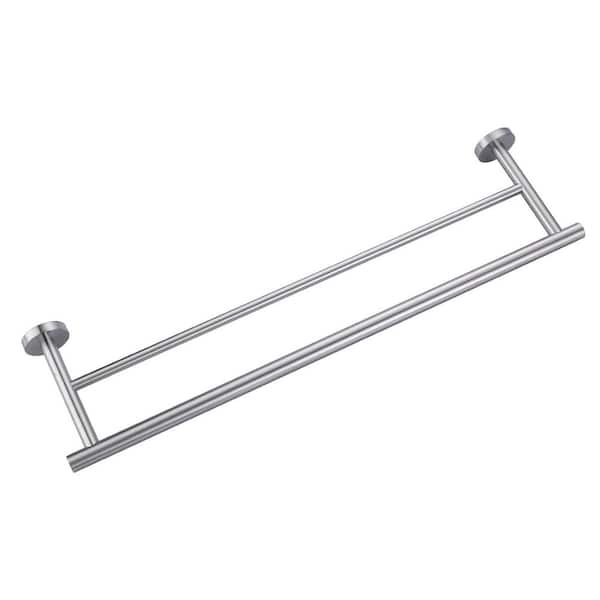 IVIGA Thicken SUS 304 Stainless Steel Double Round Bar 24 in. Wall Mount Towel Bar Bath Hardware Accessory in Brushed Nickel