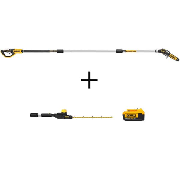 DEWALT 20V MAX 8 in. Cordless Battery Powered Pole Saw with Pole Hedge Trimmer Head & (1) 4.0 Ah Battery