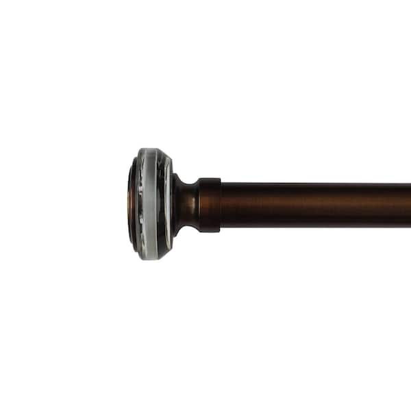 Unbranded 36 in. - 72 in. Adjustable 1 in. Single Curtain Rod in Matte Bronze with Crystal Finial
