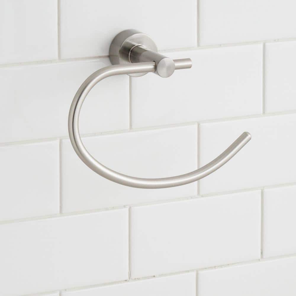 Brushed Nickel Rectangular Wall Mounted Towel Ring