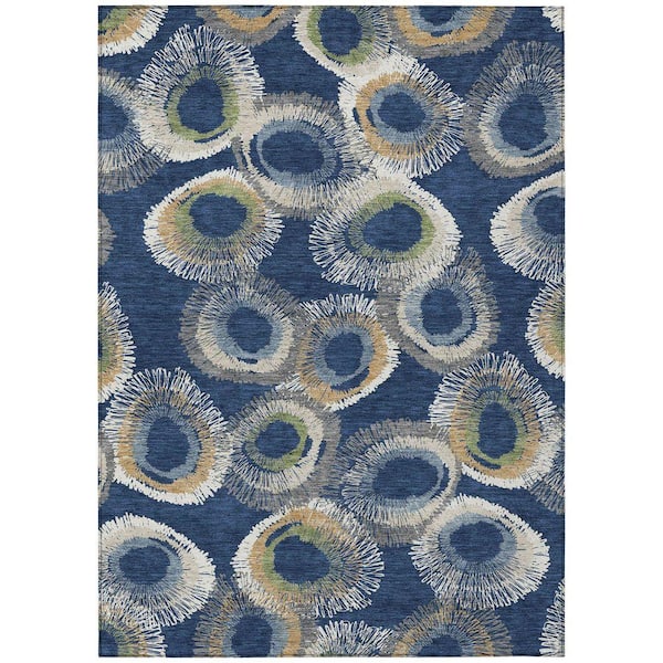 Chantille Machine Washable Indoor/Outdoor Abstract ACN2278 Navy 5 ft. x 7 ft. 6 in. Area Rug