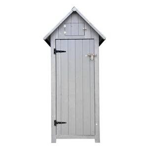 30.31 in. W x 20.48 in. D x 65.75 in. H Gray Fir Wood Outdoor Storage Cabinet, Lockable Doors