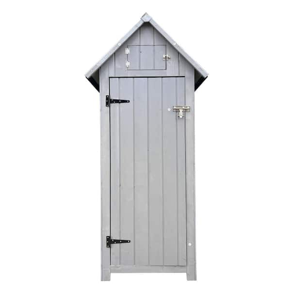 30.31 in. W x 20.48 in. D x 65.75 in. H Gray Spruce Wood Outdoor Storage Cabinet, Lockable Doors