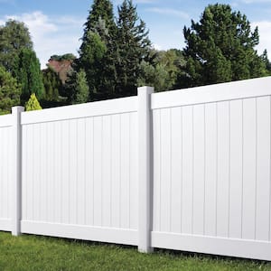 Linden 6 ft. H x 8 ft. W White Vinyl Privacy Pre-Built Fence Panel