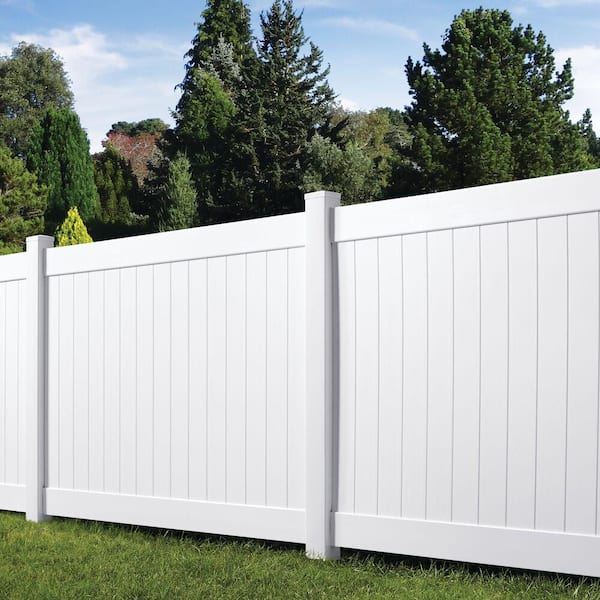 Linden 6 ft. H x 8 ft. W White Vinyl Privacy Pre-Built Fence Panel