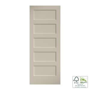 30 in. x 80 in. x 1-3/8 in. Shaker White Primed 5-Panel Solid Core Wood Interior Slab Door