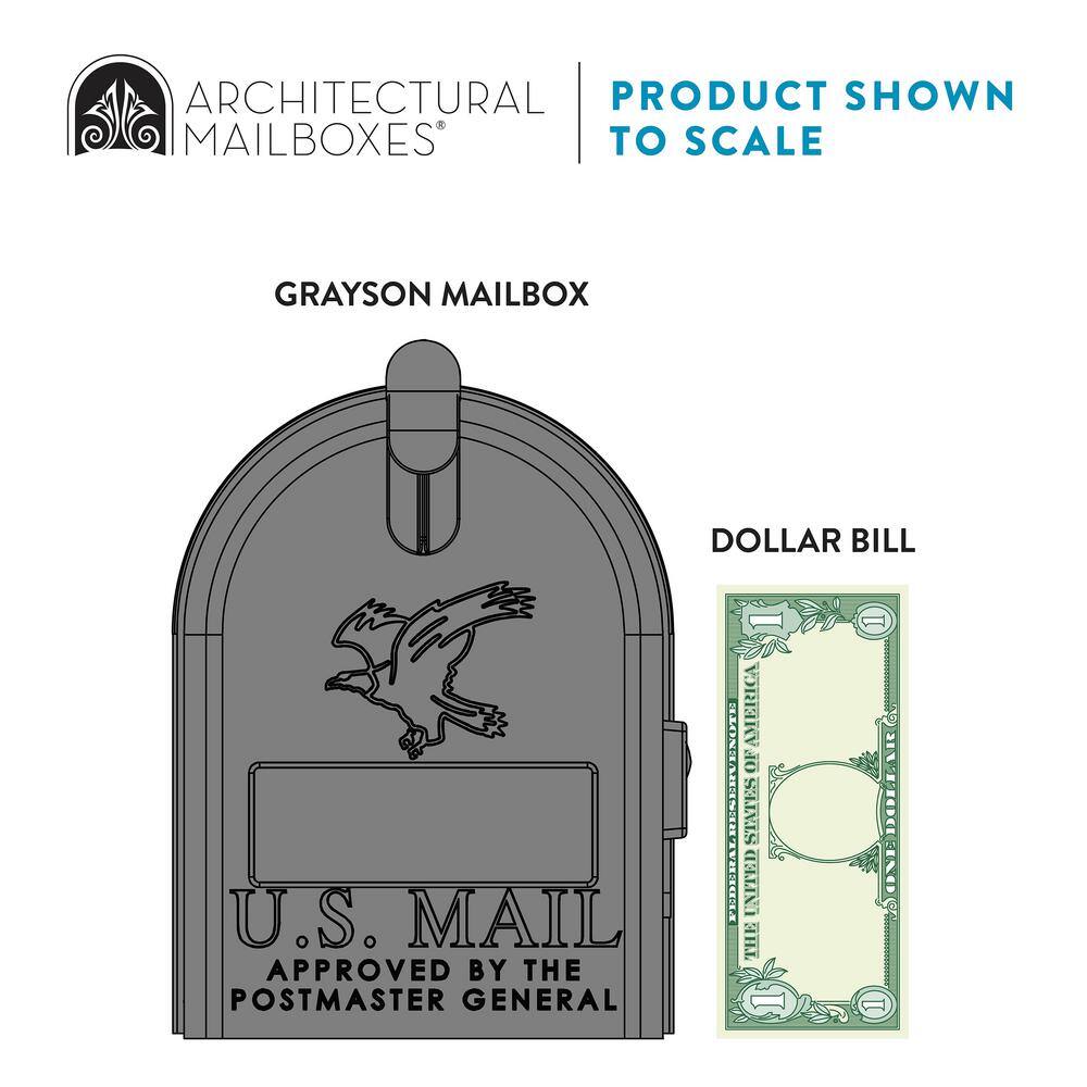 Grayson Medium Gray Steel Post-Mount Mailbox