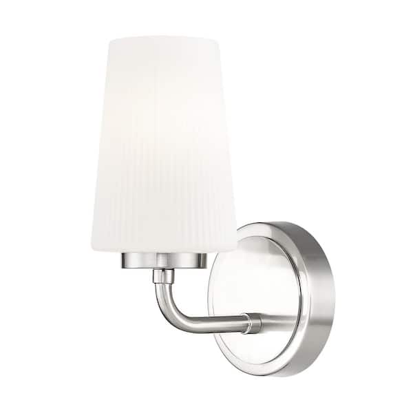 Montford 1 Light Brushed Nickel Wall Sconce with Matte Opal Glass Shade