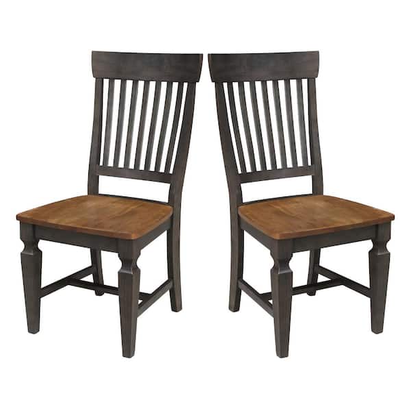 International Concepts Vista Hickory/Coal Slat Back Dining Chair (Set of 2)