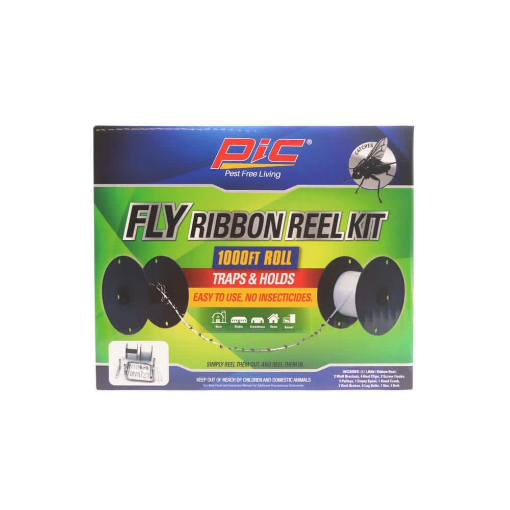 PIC Fly Ribbon Line Trap Kit, Fly Reel Sticky Tape Trap, 1000 ft, Indoor  Outdoor Disposable Fly Strip, Non-Toxic FLY-REEL The Home Depot