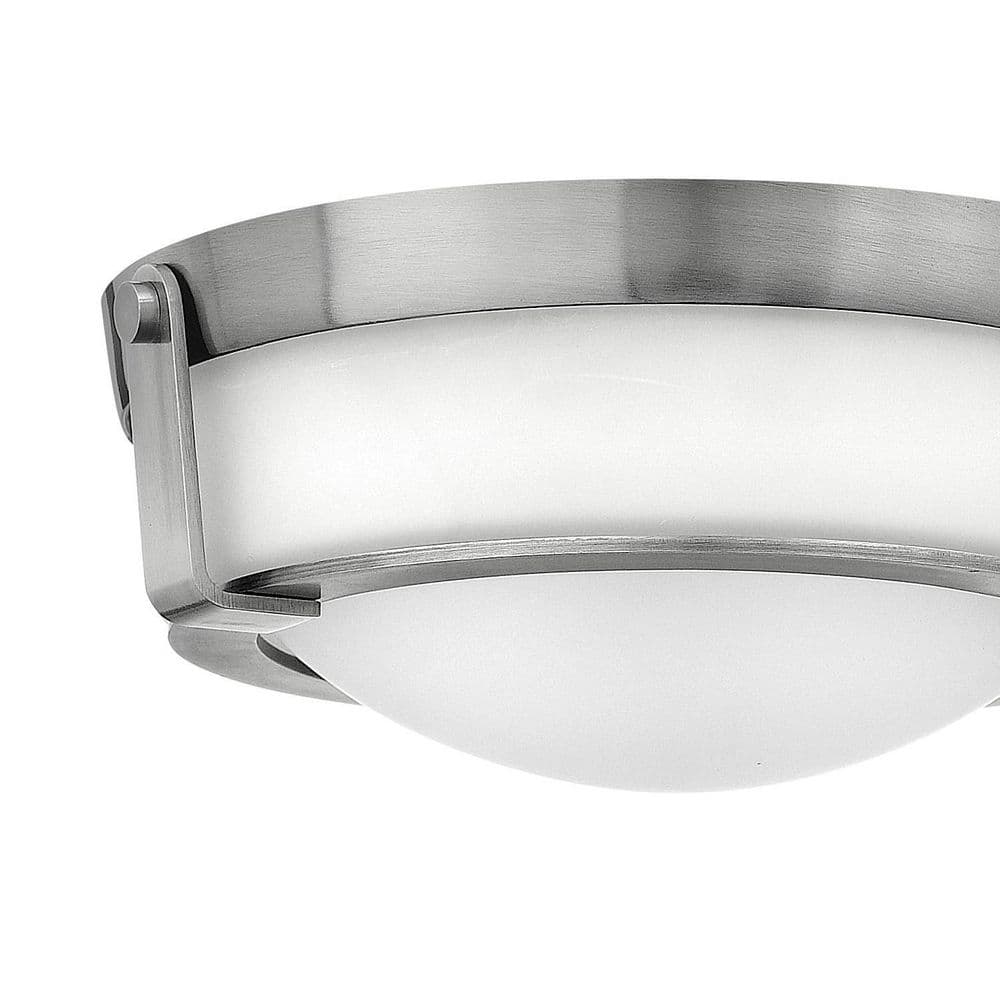 Elegant Antique Nickel 13" LED Flush Mount with Etched Glass