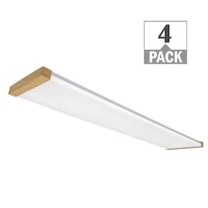 48 in. x 10 in. 4200 Lumens Light Oak Wood Painted End Caps Integrated LED Panel Light Selectable CCT (4-Pack)