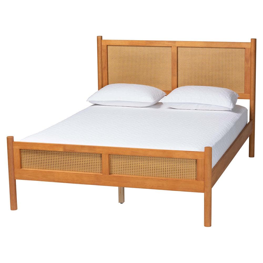 Jenn Golden Brown Wood and Rattan Queen Bedroom Set