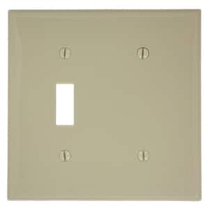 Ivory 2-Gang 1-Toggle/1-Blank Wall Plate (1-Pack)