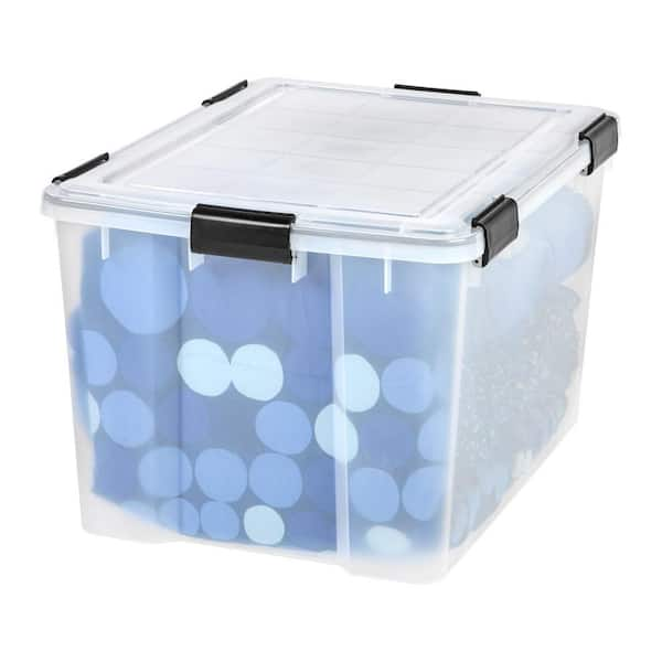 IRIS 16 Qt. WEATHERTIGHT Multi-Purpose Storage Box, Clear with Blue Buckles  (4-Pack) 500019 - The Home Depot