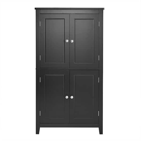 Anky 23.6 in. W 11.8 in. D 43.3 in. H Black MDF Freestanding Bathroom Storage Linen Cabinet