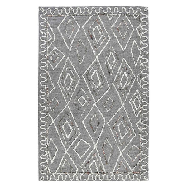5 ft. x 8 ft. Multi-Colored Rust Wool Geometric Hand Hooked Area Rug
