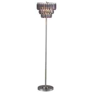 ModernAura 60.5 in. Smoke Gray Crystal Standard Floor Lamp for Living Room with Glass Shade
