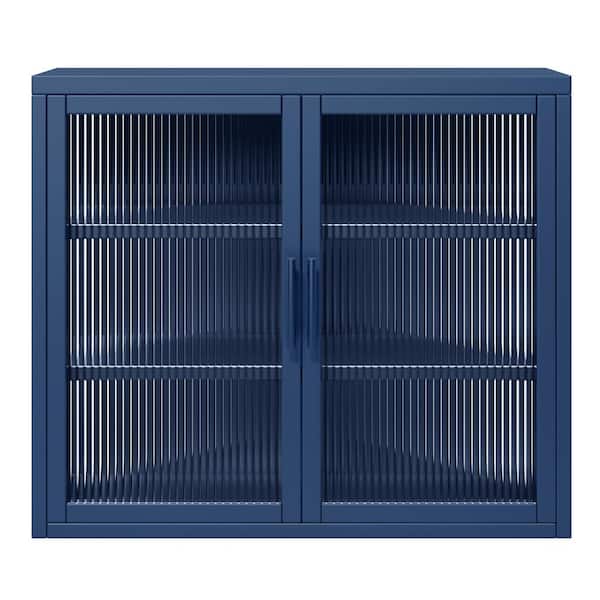 Aoibox Retro Style 9.10-in W x 27.60-in D x 23.60-in H in Gray Metal Assemble Upper Kitchen Cabinet with Detachable Shelves