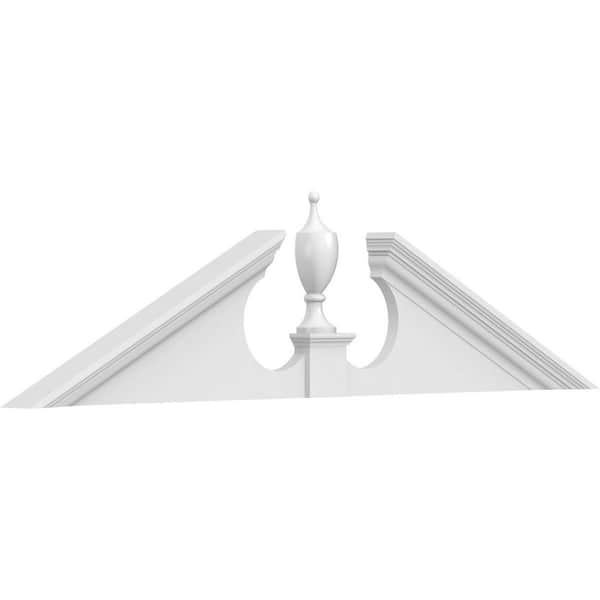 Ekena Millwork 58-in W x 14-1/2-in H x 2-3/4-in P (Pitch 6/12) Acorn Signature Urethane Pediment (Acorn Ships Unattached in Box), Prime