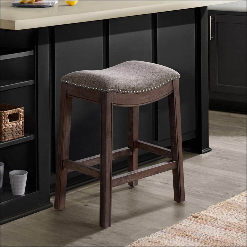 Williston 26 in. Rectangle Dark Brown Backless Wood Counter Height Stool wi