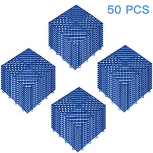 12 in. x 12 in. x 0.5 in. Compound Rubber Tiles Outdoor Interlocking Tiles for Pool Bathroom Wet Area in Blue ( 50-Pack)
