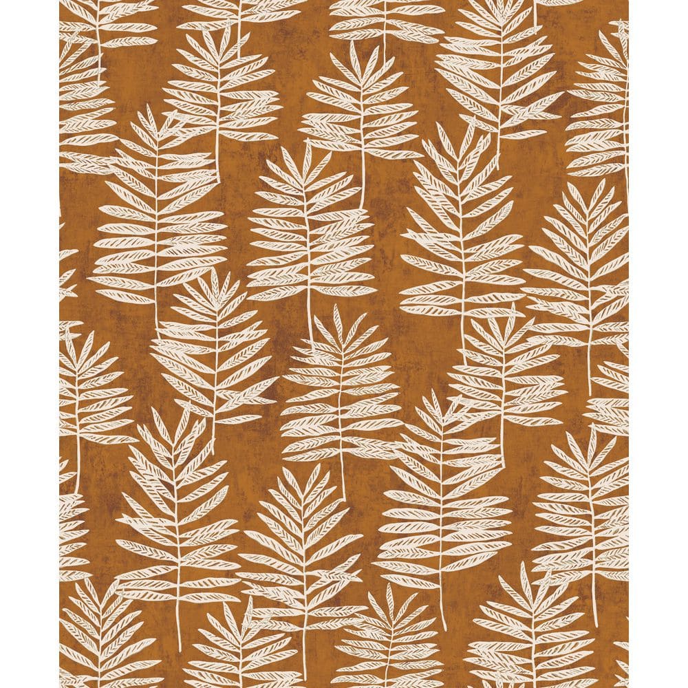 Zen Collection Orange/Brown Tumbling Leaf Sheen Finish Non-Pasted Non-Woven