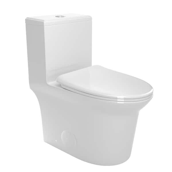 1-Piece 12 Rough in Size 1.1/1.60 GPF Powerful Dual Flush Elongated Toilet in White, CUPC, WaterSense, Seat Included