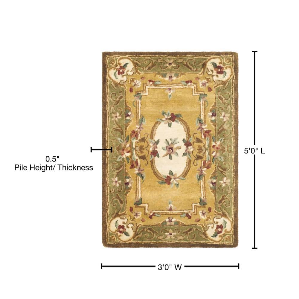 Ivory and Gold Hand-Tufted Wool Rectangular Rug