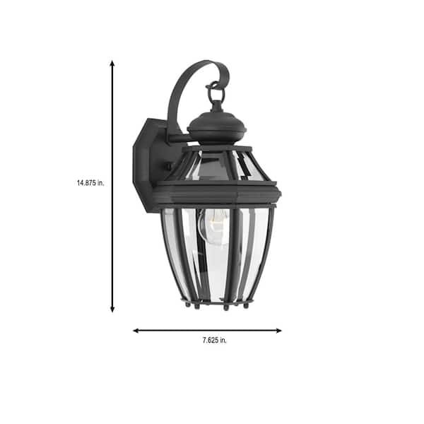 Progress Lighting New Haven Collection 1-Light Textured Black Clear Beveled  Glass New Traditional Outdoor Small Wall Lantern Light P6610-31 The Home  Depot