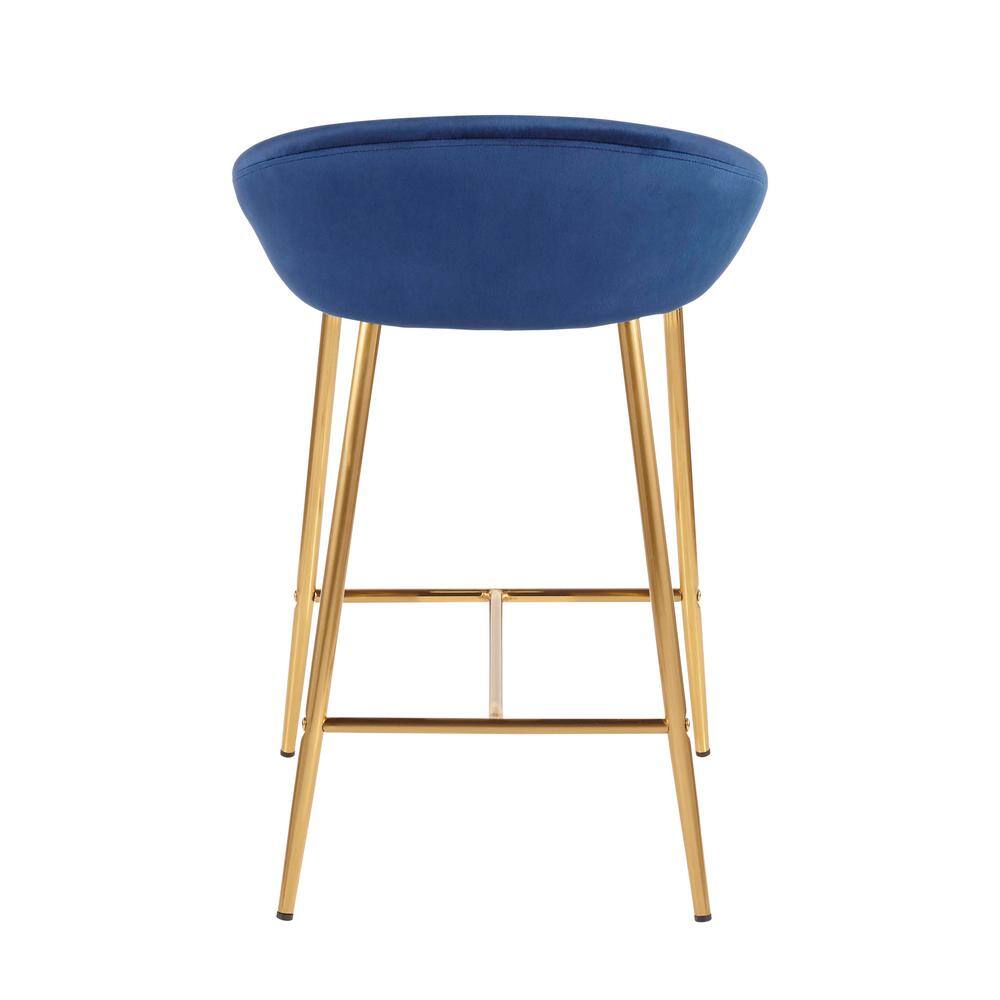 Elegante 19" Gold Metal and Blue Velvet Glam Counter Stools